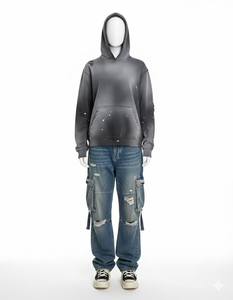 Sudadera con capucha de alta calidad, estilo streetwear, oversize, de algodón grueso, con lavado vintage y efecto ácido, lisa, de forro polar técnico - Product Image 3