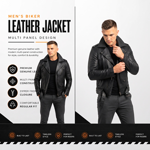 OEM ODM Custom High Quality Wholesale Leather <b>Jacket</b> Men Vintage Fashion Leather <b>Biker</b> <b>Jackets</b> Men's - Product Image 4