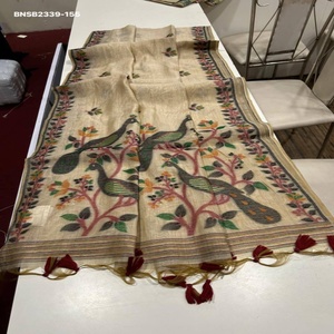 Sari en coton Muga de qualité supérieure, doux, avec tissage Butti et motifs traditionnels, et pallu tissé style Jamdani - Blouse de mode pour femme - Product Image 1