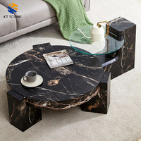 Table basse en marbre noir Calacatta italien de haute qualité, table de canapé, utilisation en intérieur, marbre