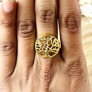 New Arrival Tree Of Life <b>Ring</b> Nature Brass Band <b>Ring</b> For Women 18k Gold Plated Bohemian Life <b>Statement</b> <b>Ring</b> For Wholesale/OEM - Product Image 6