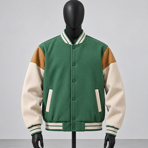 Factory Wholesale Custom Embroidered Canvas Baseball <b>Jackets</b> <b>Men</b> Women Autumn Casual Stand Covered Button Windproof Front <b>Letter</b> - Product Image 1