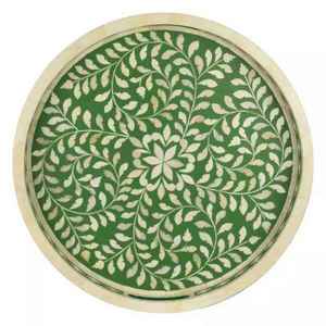 Handcrafted Resin & MOP Inlay Serving <b>Storage</b> <b>Trays</b> Polish Finished Wedding Ramadan Eid Round Plate Floral Platters For Tabletop - Product Image 3
