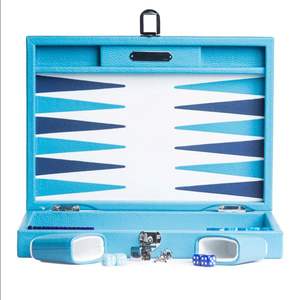 Jeu de backgammon pliable en cuir coloré personnalisé, durable, pour l'extérieur, bleu, rose, noir, jeu de société portable - Product Image 3