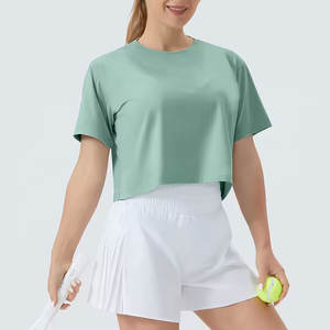 Camiseta Roja Oversize de Corte Holgado para Mujer con Diseño a Cuadros Único, Transpirable, Ropa Corta de Verano, Bajo MOQ, ¡Oferta! Logotipo Frontal Incluido - Product Image 2