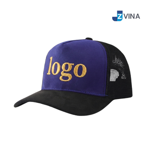Custom Logo Mesh Trucker <b>Cap</b> With Gold Embroidery Logo Front Panel Adjustable Unisex Casual <b>Hat</b> - Product Image 1