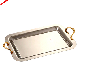 Elegant Modern Silver Plated Rectangle Lightweight Decorative Serving Tray Grape Handles Stainless Steel Wedding Hotel - Product Image 2