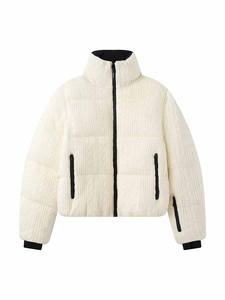 Abrigo de algodón acolchado cálido de invierno para mujer, abrigo corto de punto con cuello alto y mangas largas, chaqueta informal transpirable para mujer - Product Image 1