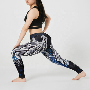Leggings de yoga taille haute pour femmes, imprimé ailes d'ange personnalisé, séchage rapide, anti-transpiration, extensibles, pantalons de fitness, vente en gros OEM - Product Image 4