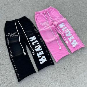 Pantalones deportivos rectos holgados de cintura alta para mujer, con logo personalizado, estilo plano con lentejuelas, para uso exterior, 50 MOQ FOB - Product Image 2