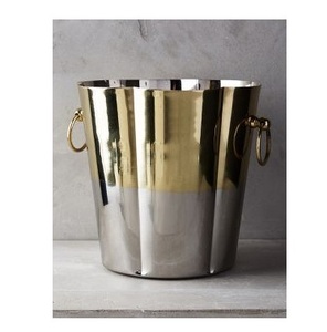 Artisan Dual-Finish Champagne Basin – Hand-Hammered Polished Gold and Chrome Wine <b>Cooler</b> – Modern Luxe Barware centerpiece - Product Image 2