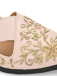 Premium <b>Cream</b> Embroidered Slide Slippers Flat Loafers for Men, Elegant Slip-On Dress <b>Shoes</b> for <b>Wedding</b>, Party, and Festival - Product Image 3