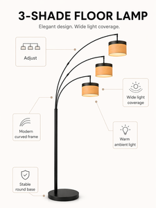 Lampe de sol cylindrique halogène 100-240V, métal, 2260~2360MM, Vietnam, IP20, Lumetal, alimentation CA, haute luminosité, jaune clair - Product Image 6