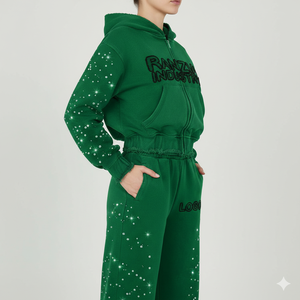 เสื้อฮู้ดซิป RANZIA สตรีทแวร์สำหรับผู้ชาย รุ่นหนาพิเศษ เสื้อฮู้ดซิป RANZIA ลุคทำสีซีดแบบวินเทจ เสื้อฮู้ดซิป RANZIA ประดับเพชรแบบหนาพิเศษ - Product Image 4