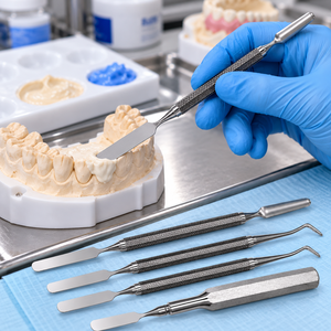 Espátula Dental Novatech con Hoja Larga y Corta y Diseño Acanalado, Acero Inoxidable con Acabado Satinado, ZetomedPro - Product Image 5