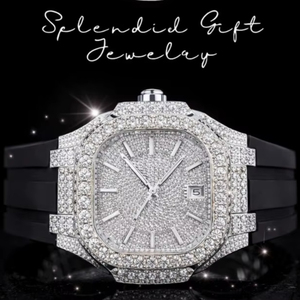 Reloj de Diamantes Moissanite con Números Arábigos, Totalmente Cubierto de Diamantes, Reloj de Función para Hombre, Reloj de Acero Inoxidable para Hombre y Mujer - Product Image 1