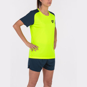 Ensembles d'uniformes de basketball pour femmes, jaune fluo et bleu marine, manches courtes, séchage rapide, respirant, polyester, athlétique, course à pied, entraînement, fitness - Product Image 4