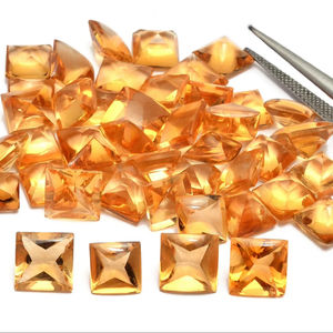 Citrino AAA+ de 7mm-8mm, corte cuadrado con parte superior pulida, piedra natural de citrino miel, piedra preciosa semipreciosa rara, piedra suelta facetada para joyería. - Product Image 1