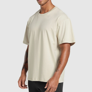 T-shirt à manches courtes pour homme, blanc cassé, col rond, coupe classique, jersey décontracté, 100% coton, couleur unie - Product Image 3