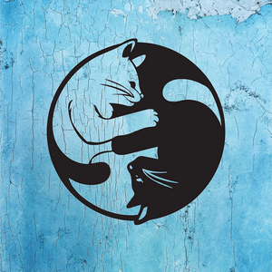 CIFbuy Decorazione Murale in Alluminio con Silhouette di Gatto Yin Yang, Motivo Verticale Inciso, Regalo Zen per le Feste - Product Image 5