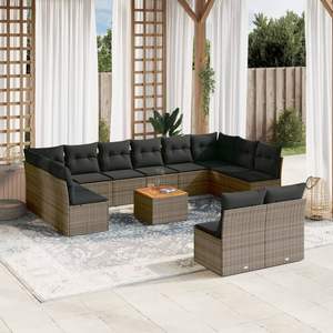 Conjunto de Sofás Modulares Grandes de Ratán PE Gris para Jardín, Colección Premium de Muebles para Exteriores - Product Image 1