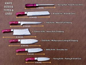 Juego de Cuchillos de Chef J2 de Acero Hechos a Mano, 6 Piezas, Cuchillos de Cocina y Barbacoa con Funda de Cuero, Regalo Navideño para Él, Set de Cocina - Product Image 4