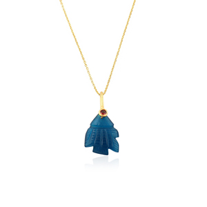 18K Gold Plated Brass Turquoise Onyx Jade Crystal Quartz Cz Eyes Gemstone Pendant Carved Fish Trendy Punk Style Fashion jewelry - Product Image 5