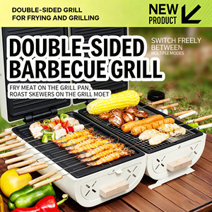 Parrilla portátil de carbón para acampar, de doble cara, plegable, para barbacoa al aire libre, para picnic y jardín, incluye bandeja para hornear. - Product Image 3
