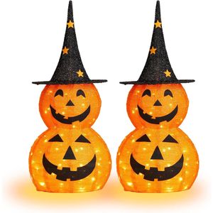 Decoraciones de Halloween para Exteriores, Lindas, Plegables, Iluminadas, de 3 Pies, 2 Piezas, Decoraciones de Calabaza Iluminadas - Product Image 2