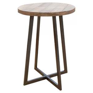 Mesa Auxiliar de Hierro con Tapa de Madera, Diseño Decorativo que Mejora el Atractivo Visual de Salas de Estar y Dormitorios - Product Image 2