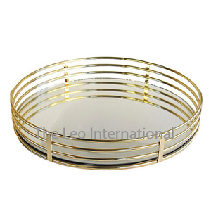 Decorative <b>Tray</b> Wood and Iron Material Round Shape Versatile Home Accent for Serving Display <b>Kitchen</b> Dining - Product Image 4
