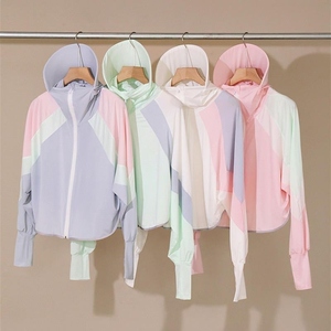 เสื้อคลุมกันแดดสำหรับผู้หญิงสำหรับฤดูร้อน มีฮู้ด ปีกกว้าง แขนทรงปีกค้างคาว ซิปปิด ผลิตจากผ้าสแปนเด็กซ์/โพลีเอสเตอร์ ป้องกันแสงแดด - Product Image 6
