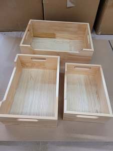 Rectangle wooden <b>boxes</b> / Walnut Wood Storage Crate Box with Rope Handle Traditional Brown for Wine Cake or <b>Gift</b> Home Decor - Product Image 4