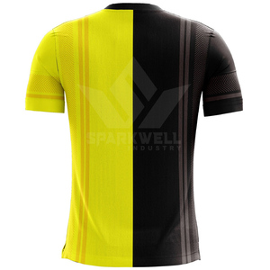 Camiseta de Fútbol para Hombre, Color Negro y Amarillo, Cuello Redondo, Manga Corta, Absorbe la Humedad, Ajuste Atlético, 100% Poliéster Sublimado - Product Image 6
