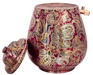Distributeur d'eau en cuivre avec motif Paisley, design rouge et or, fonctionnement manuel, pour usage domestique - Product Image 6