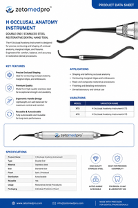 เครื่องมือผ่าตัดทางทันตกรรม Zetomed Pro H Occlusal Anatomy แบบสองด้าน ทำจากเหล็กกล้าไร้สนิม สำหรับงานบูรณะฟัน - Product Image 2