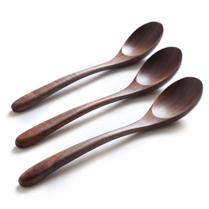Cuillère à dessert en bois de noyer noir de style japonais, cuillères à café et à miel, cuillère longue pour mélanger, cuillère à soupe et à riz, ustensiles de cuisine - Product Image 4