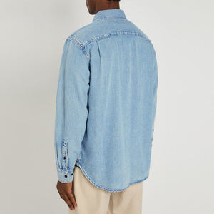 Summer Breathable Knitted Polyester/Cotton Satin Casual Anti-Wrinkle Single Button Turn-<b>down</b> Collar Full Sleeve Men's Shirt - Product Image 4