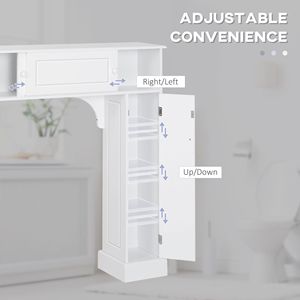 Mobiletto da Bagno Bianco Autoportante Sopra il WC con Ripiani Regolabili, Organizzatore per Toilette - Product Image 5