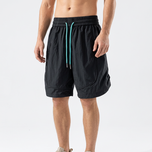 <b>Men</b> <b>Black</b> Quick Dry Drawstring <b>Shorts</b> High Waist Casual Loose Fit With Pockets Solid Color Polyester Sport <b>Shorts</b> - Product Image 4