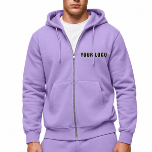เสื้อฮู้ดซิปแบบยูนิเซ็กซ์ สีพื้น ผ้าฟลีซ สวมใส่สบาย พิมพ์ลายโลโก้ด้านหน้า ทรงโอเวอร์ไซส์ เหมาะสำหรับใส่ในฤดูร้อน สไตล์สตรีทแวร์ รับผลิตแบบ OEM - Product Image 1