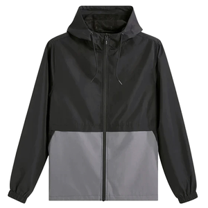 <b>Men's</b> <b>Light</b> Blue Hooded Windproof Quarter-Zip <b>Jacket</b> Casual <b>Summer</b> Outerwear Regular Sleeve Solid Color Polyester Shell - Product Image 6