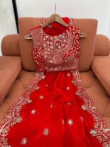 Elegant <b>Red</b> Embroidered <b>Saree</b> With Blouse Traditional Indian Wedding Wear For Women From Samp Corporation - Product Image 6