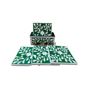 แผ่นรองแก้วฝังลายกระดูกสัตว์ทำมือสุดหรู ขนาด 4x4 นิ้ว สีสันปรับแต่งได้ คุณภาพพรีเมียม ของตกแต่งโต๊ะกาแฟ โดย Tradebyd - Product Image 3