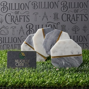 Grey <b>White</b> Hexagon Stone <b>Coasters</b> Set Of 6 for Home Kitchen Tabletop Decorative Mats Drink <b>Coasters</b> - Product Image 1