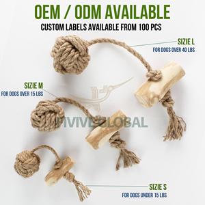 Juguete Masticable de Cáñamo y Madera de Café para Perros, Fabricado en Vietnam, Venta al por Mayor, Bola de Cuerda de Cáñamo Natural para Masticadores Fuertes, Limpieza Dental - Product Image 3