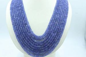 สร้อยคอแทนซาไนต์ทรงรอนเดลล์เจียระไน 9 เส้น คุณภาพสูง ขนาด 4-6 มม. ความยาว 18-24 นิ้ว ทำจากแทนซาไนต์แท้ - Product Image 5