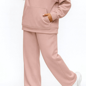 Ensemble de survêtement polaire unisexe personnalisé avec logo, collection 2026, haut de gamme, écologique, grande taille, streetwear, imprimé uni, décontracté, avec sweat à capuche et pantalon de jogging - Product Image 4