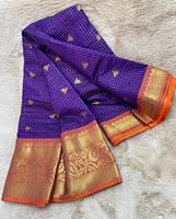 Sari en Georgette Star avec broderie multithreads et travail de sequins, style de créateur pour soirée, chemisier contrastant, style féminin