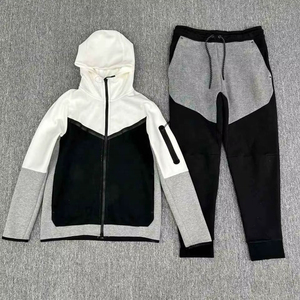 ชุดวอร์มแบบ unisex ซิปเต็มตัว มีฮู้ด แต่งสีตัดกัน กางเกงลำลอง ทรงปกติ เหมาะสำหรับฤดูใบไม้ร่วง ผลิตจากผ้าโพลีเอสเตอร์ผสมฝ้าย มีกระเป๋าข้าง - Product Image 2